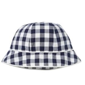 JANIE AND JACK Navy Blue Gingham Plaid Check Bucket Hat Preppy - 6-12 mos - NWT